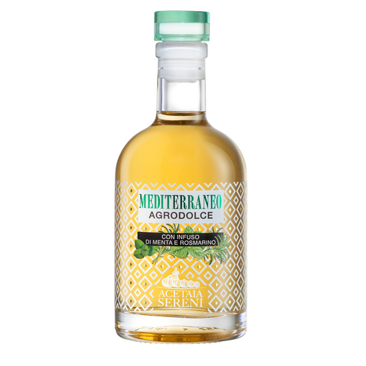 Acetaia Sereni White Balsamic Mediterranean infused with Mint and Rosemary grown in Italy