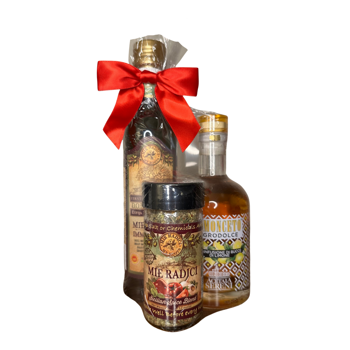 Holiday Gift Set Italian Lemon Vinegar, Organic Olive Oil, Sicilian Seasoning