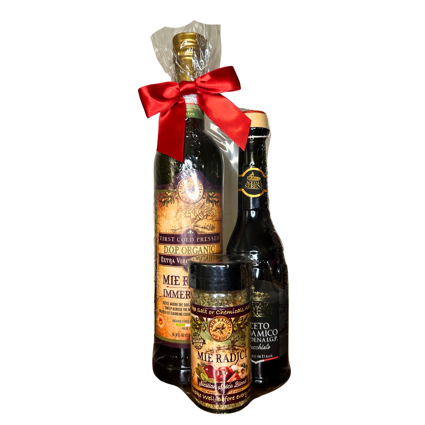 Holiday Gift Bundle - Cold Pressed Olive Oil, Aged Balsamic Vinegar, Sicilian Seasoning Blend